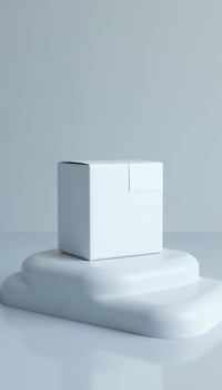 Minimal white packaging box on abstract pedestal photo