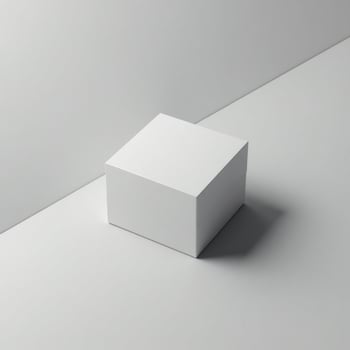 White cube on a grey background 3d render photo