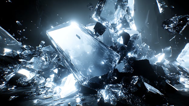 Shattering Crystals in a Luminous Abstract Display with Dramatic Lighting photo