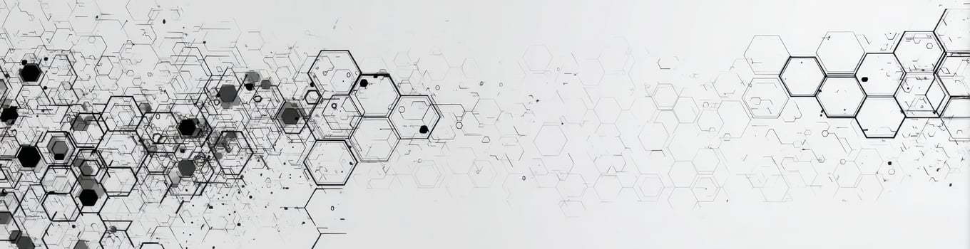 A black and white image of a hexagon pattern photo