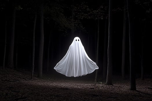 A ghostly figure in the woods at night photo