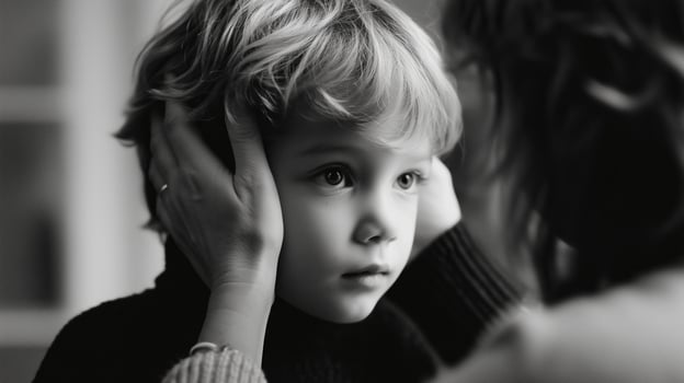 Close bond between mother and child captured in heartfelt moment during cozy indoor time photo