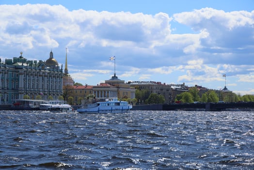 Discover and enjoy beautiful scenic views of the river and historic architecture in St. Petersburg photo