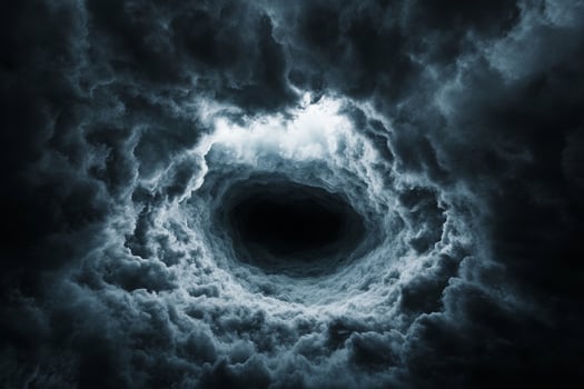 A black hole is seen in the sky with clouds photo