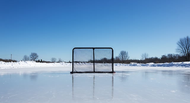 An ice hockey goal on a frozen lake photo