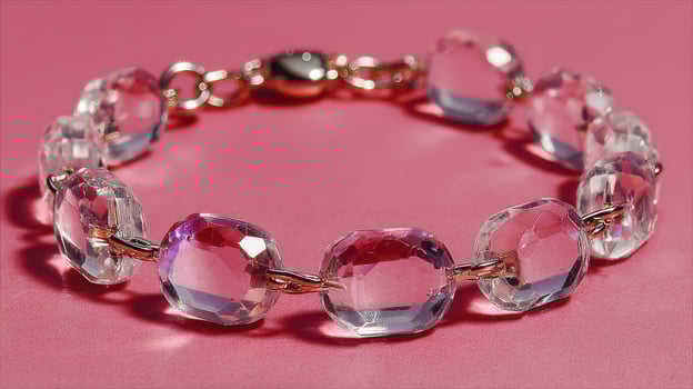 Elegant crystal bracelet displayed on a vibrant pink background, highlighting its craftsmanship and sparkling details photo
