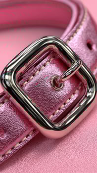 Stylish pink belt with metallic buckle on a smooth surface during daylight photo