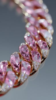Elegant pink gemstone necklace showcases intricate design and craftsmanship in a close-up view photo