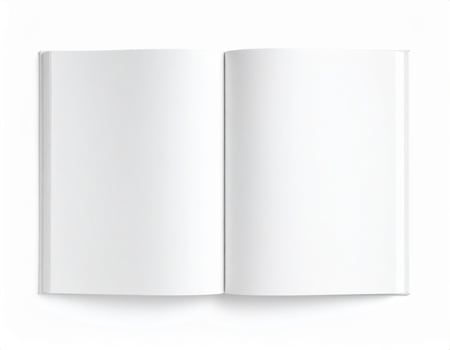 Opened book with empty pages mockup template photo