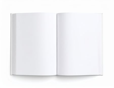 Opened book mock up with blank empty page template photo