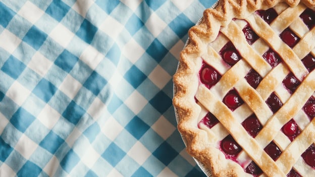 National Cherry Pie Day cherry pie with a flaky golden crust photo