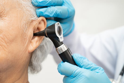 Otolaryngologist hearing loss problem. photo