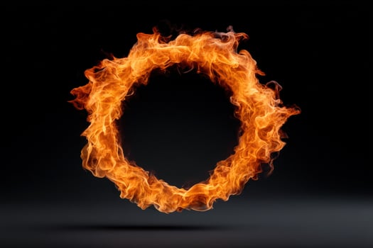 Vibrant ring of fire glowing against a solid black background photo