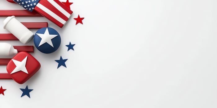 American flag and stars on a white background photo