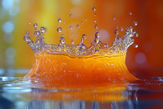 Vibrant Orange Water Splash Against Blurred Background for Creative Design photo