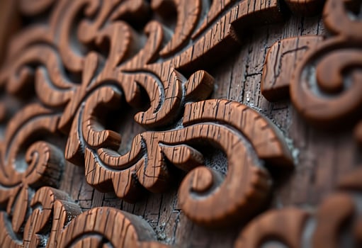 close up of a wood carving on a wall photo
