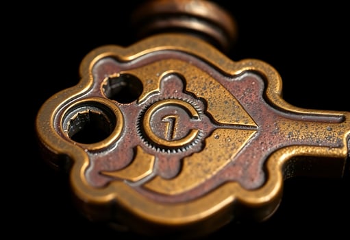close up of a metal key on a black background photo