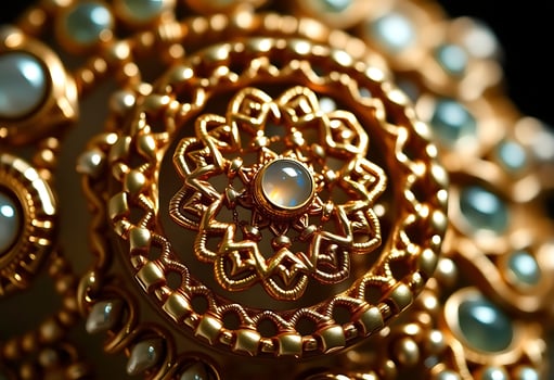 close up of a gold and pearl necklace photo