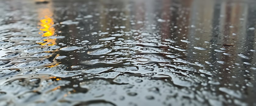 close up of a street with raindrops on it photo