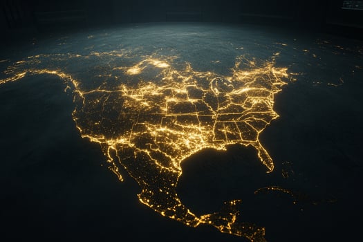 The earth at night with lights on it photo
