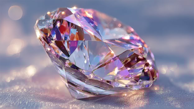 Sparkling diamond reflecting light in a serene setting highlighting its intricate facets photo