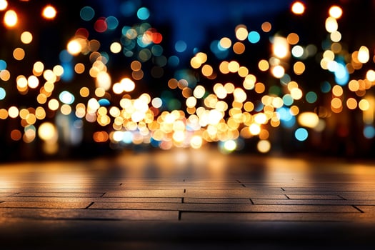An image of a city street at night with lights photo