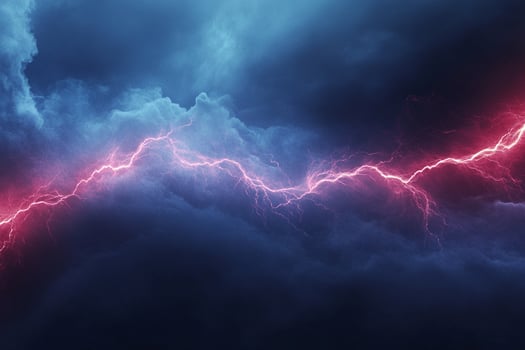 Lightning strike on a stormy sky photo