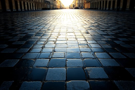 A street with a building in the background photo