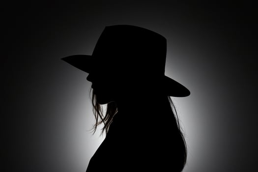 A silhouette of a woman in a hat photo