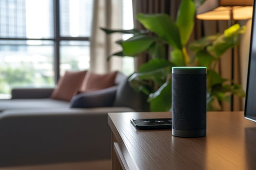 Amazon echo dot in living room photo