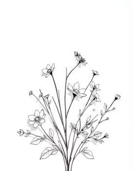 A drawing of a vase with flowers photo
