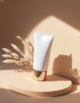 Flat Lay Lotion Tube with Soft Shadow photo