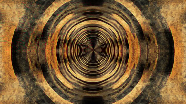 Mesmerizing bronze and black abstract circular pattern creating a hypnotic illusion of depth and movement with concentric circles. Background texture with funky vibes photo
