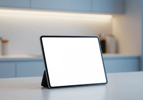 A white square on a table in a kitchen photo