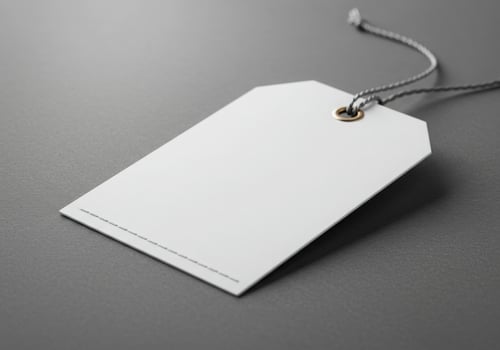 White blank price tag on grey background photo
