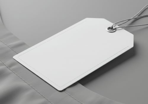 Blank white tag on a grey background photo