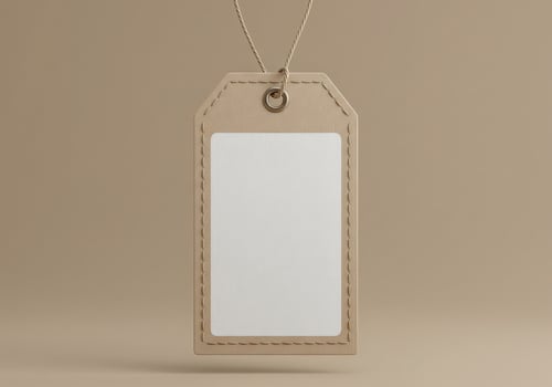 A blank white tag hanging from a string photo