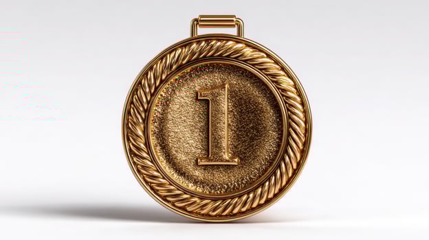 Gold medal displaying the number one as symbol of achievement and success in competitive sports or activities photo