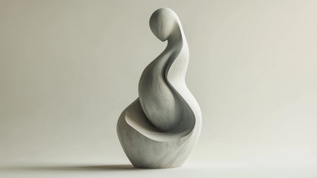 Elegant abstract sculpture representing human form and emotion in soft neutral tones photo