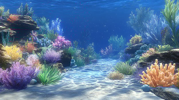 Vibrant Coral Reef with Colorful Marine Life and Underwater Scenery photo