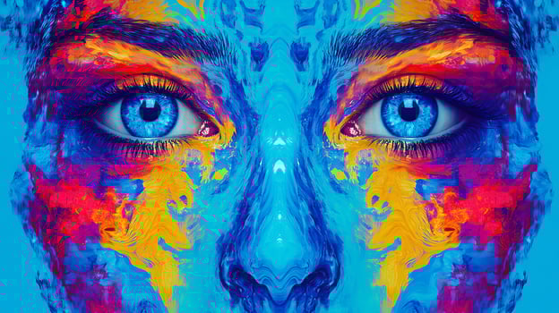Vibrant Close-Up of Woman's Eyes with Splashes of Colorful Creativity photo
