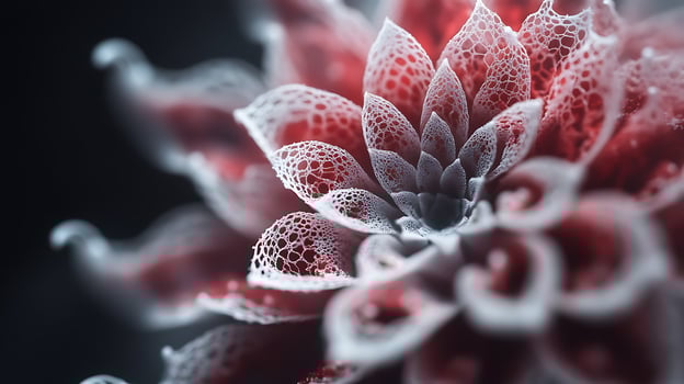 Abstract Macro View of a Red Flower With Delicate Petal Details photo