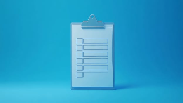 Clipboard with checklist displayed against a vibrant blue background showcasing organization and task management photo