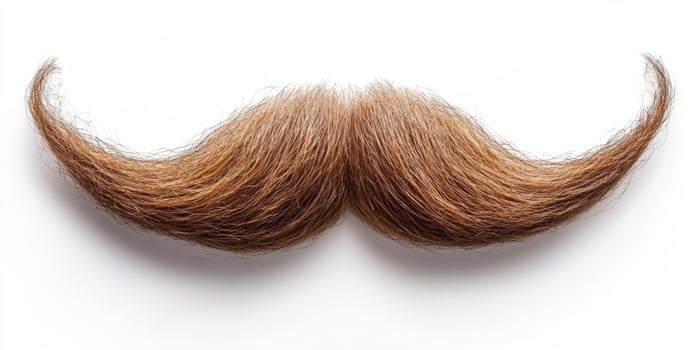 Creative display of a stylized mustache on a white background, showcasing a unique hair texture and form in a minimalist setting photo