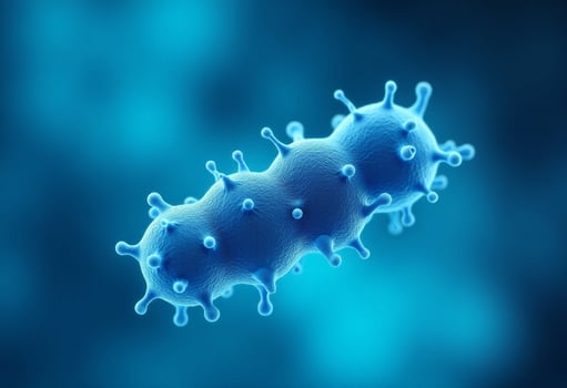 A blue germ cell on a blue background photo
