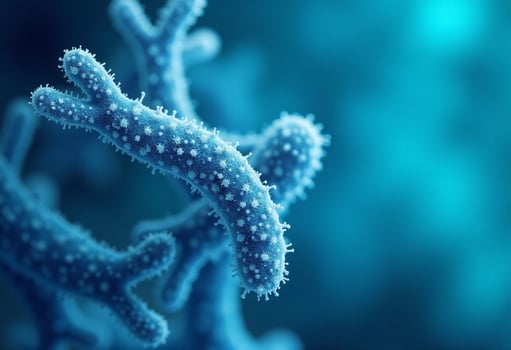 Close-Up 3D Render of Blue Bacterial Strain photo