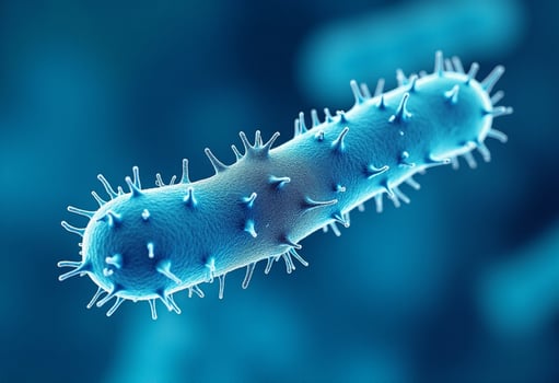 A close up of a bacteria that is blue photo