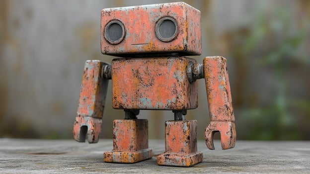 Rusty orange robot toy photo