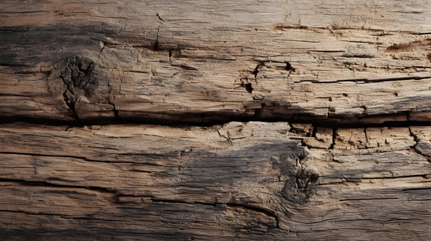 Detailed close up shot capturing the rugged texture of aged wood showcasing its natural grain and knot details photo