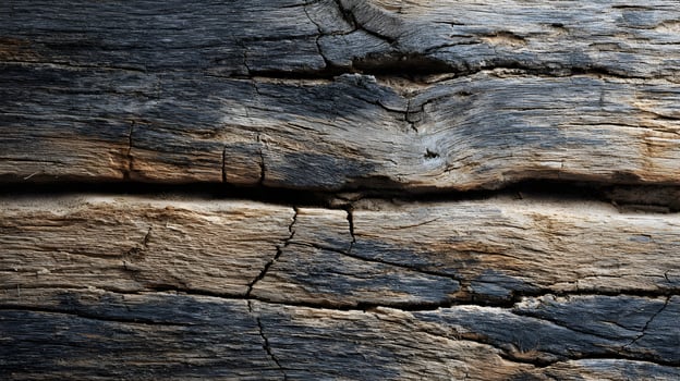 Dramatic view of a weathered textured timber featuring contrasting dark and light tones for unique beauty photo